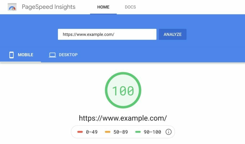 Check your site's speed using PageSpeed Insights
